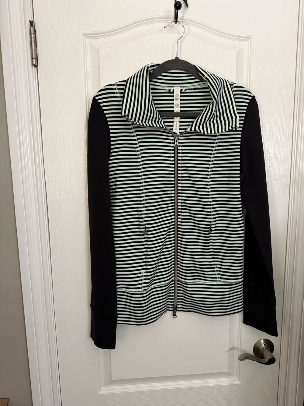 lululemon athletica Mint and Black Striped Zip Jacket